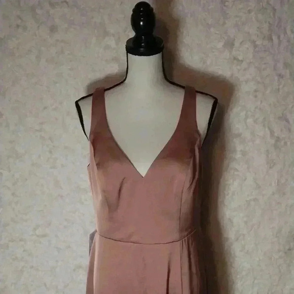 AZAZIE JESS Stretch Satin Maxi Dress Floor Length English Rose Size A12 - Picture 4 of 10